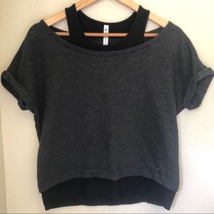 Fabletics Grey Short Sleeve Athletic Shirt Layered